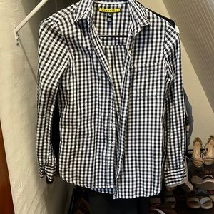 Navy/white gingham print button down
